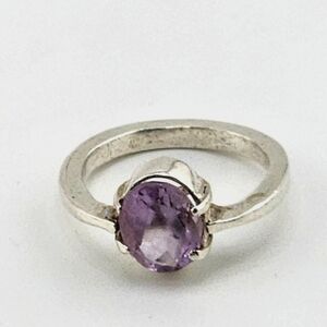AMETHYST ROSE CUT SOLITARY RING HANDMADE IS STERLING SILVER SZ 7
